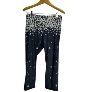 Black Star-Print Fold-Over Waist Leggings